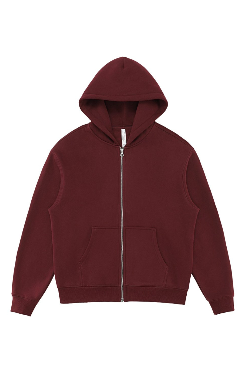 Unisex Fall 350G  Fleece Zip Up Relaxed  Solid Jacket