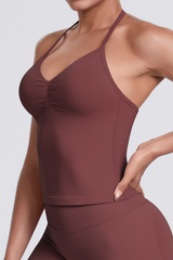 Knit Halter Sports Bra - Seamless Breathable Yoga & Workout Top