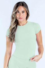 Women's Crew Neck Slim Fit Short Sleeve Workout T-shirt