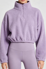 Women's Cropped Half Zip Fleece Top