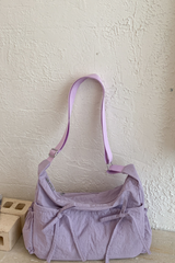 Women's Solid Bow Drawstring Pockets Adjustable Strap Bag