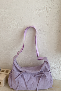Women's Solid Bow Drawstring Pockets Adjustable Strap Bag