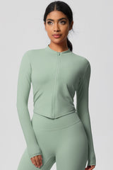 Women's round neck front zipper sports jacket