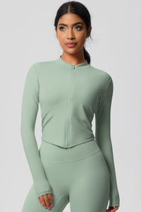 Women's round neck front zipper sports jacket