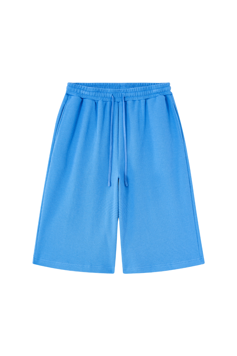 Unisex Waffle Knit Breathable Loose Fit Knee Length Shorts