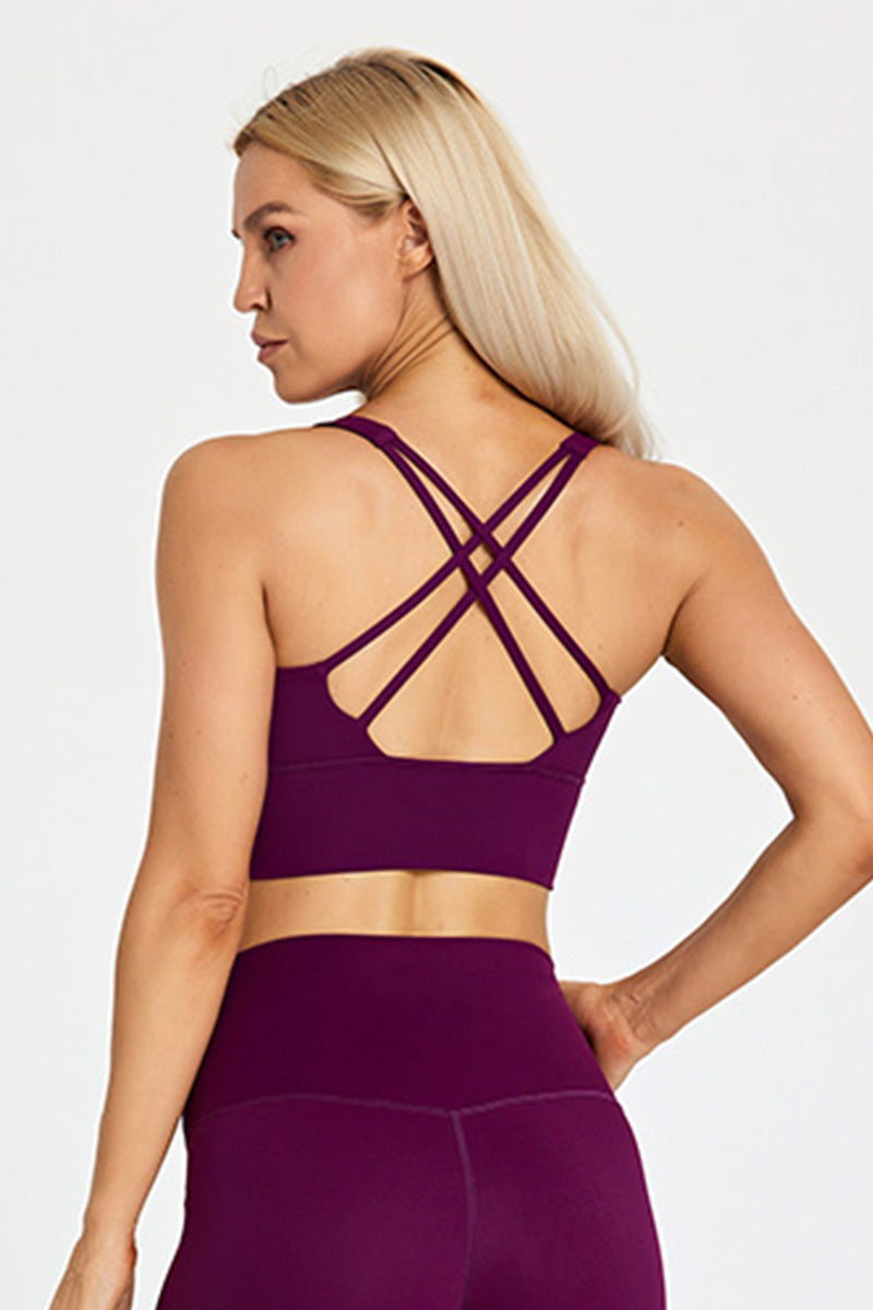 Detachable Chest Pad Cross-Back Sports Bra