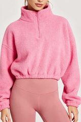 Women's Cropped Half Zip Fleece Top