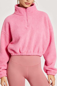 Women's Cropped Half Zip Fleece Top
