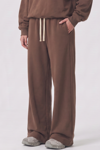 Unisex Fall Drawstring Side Pocket Wide Leg Sweatpants