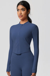 Women's round neck front zipper sports jacket