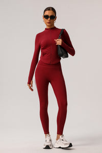 Zip up track jacket & yoga leggings 2-piece set