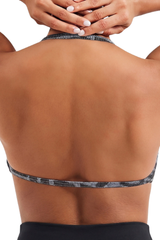 Women's Leopard Print Halter Pleated Backless Sports Bra