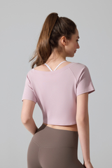 Women's Athletic Twist-knot Waist Cropped T-shirt