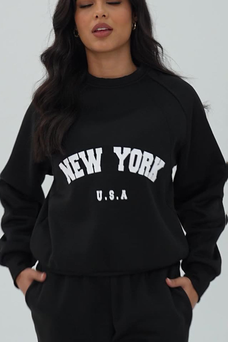 Women Fleece Letter Print Sweatshirt
