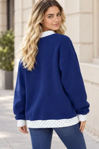 Women's Fall Custom Polka Dot Embroidery Mockneck Sweatshirt