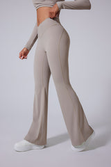 Women'S Brushed V-Shaped High-Waisted Skinny Sculpting Sports Bell Bottoms