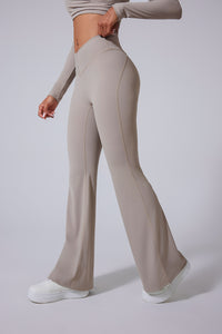 Women'S Brushed V-Shaped High-Waisted Skinny Sculpting Sports Bell Bottoms