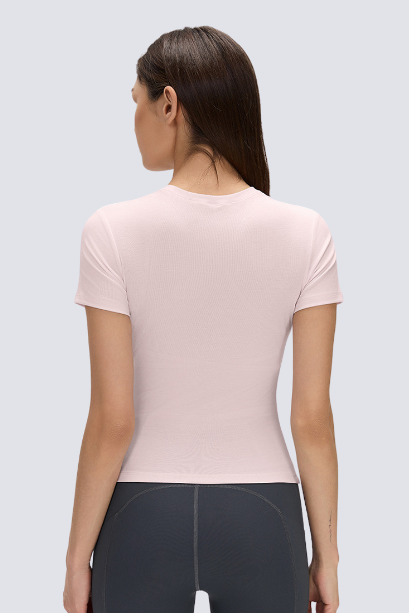 Women's Quick Dry Slim Elastic Cuff Crewneck Yoga Tee