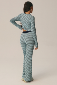 Women's Fall Striped Crew Neck Long Sleeve Top and Pants Set