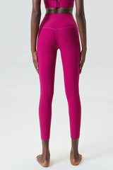 Solid high-rise threaded athletic leggings