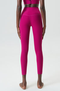 Solid high-rise threaded athletic leggings