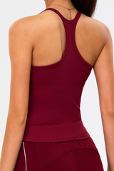 Women's Athletic U-Neck Ribbed Racerback Yoga Tank Top