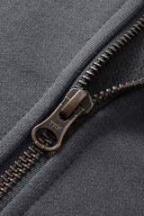 Men/Women Loop-Knit Stand Collar Zip-Up Hoodie