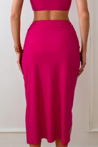 Women's Irregular Knot  Pleated Outer Wrap Skirt