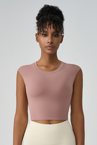 Women's Crew Neck Pleated-Back Open Sports Tank Top