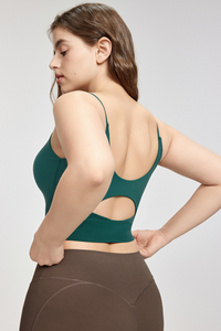 Plus Size Women Thin Strap Bare Feel Cut Out Sport Tank Top