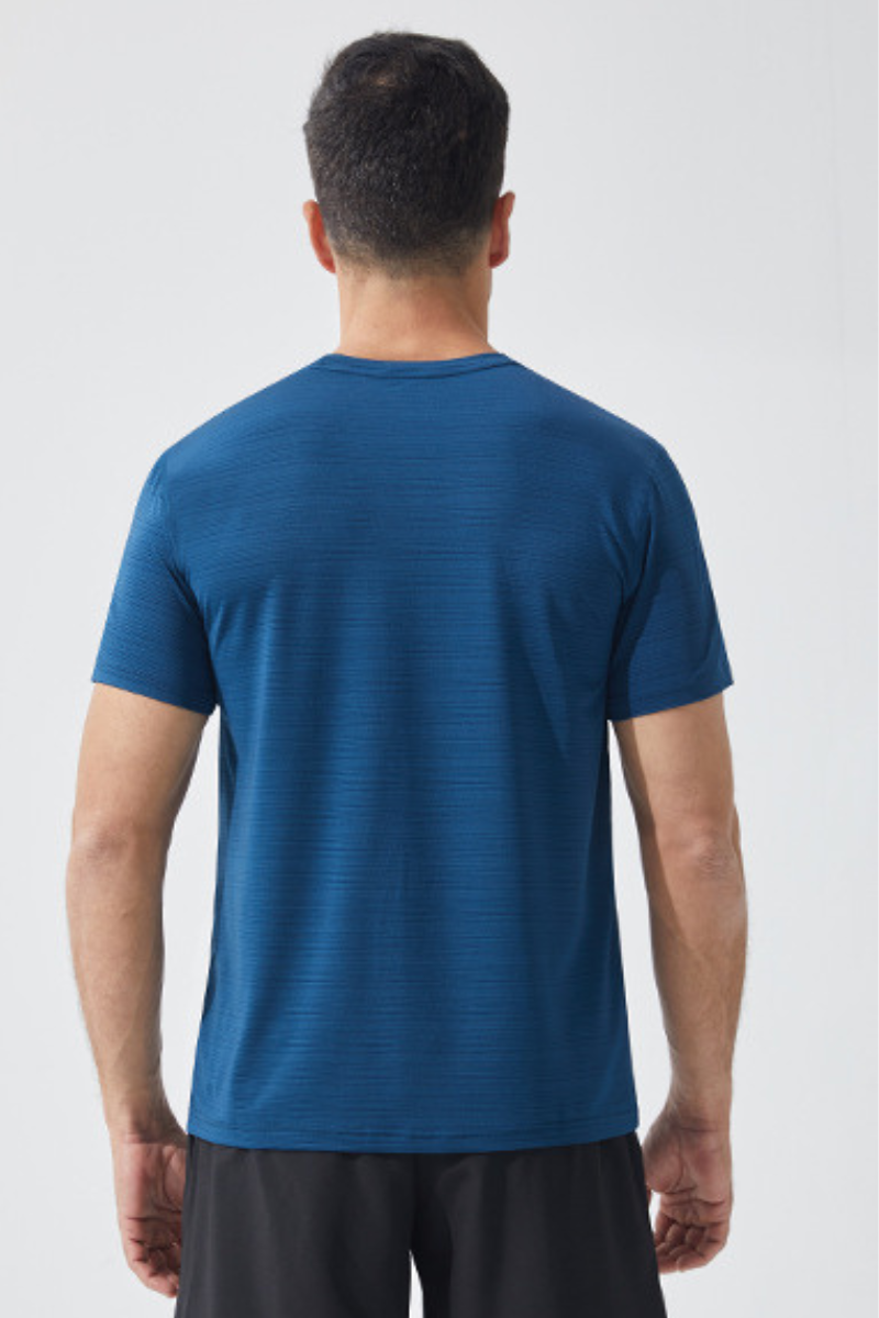 Men Stripe Quick Dry Athletic Short Sleeve T-Shirt