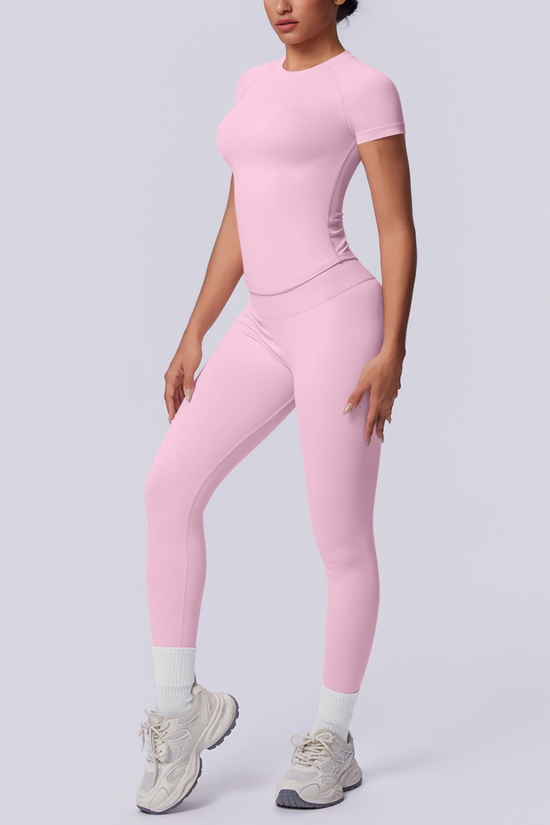 Women's Seamless Sets:Slim Fit T-shirt And Leggings