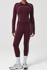 Women Yoga Set: Collared Jacket & Leggings
