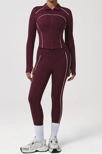 Women Yoga Set: Collared Jacket & Leggings