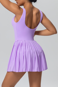 Women's Athletic U-back One-piece Pleated Dress