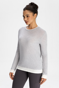 Faux two-piece wool long-sleeved top