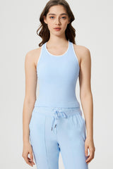 Women Sleeveless With Chest Pad Shock Slim Thin Yoga Fitness Exercise Tank Tops