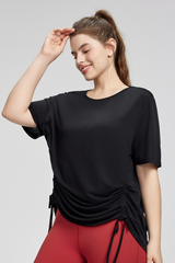 Plus Size Women's Drawstring Adjustable Sports T-shirt