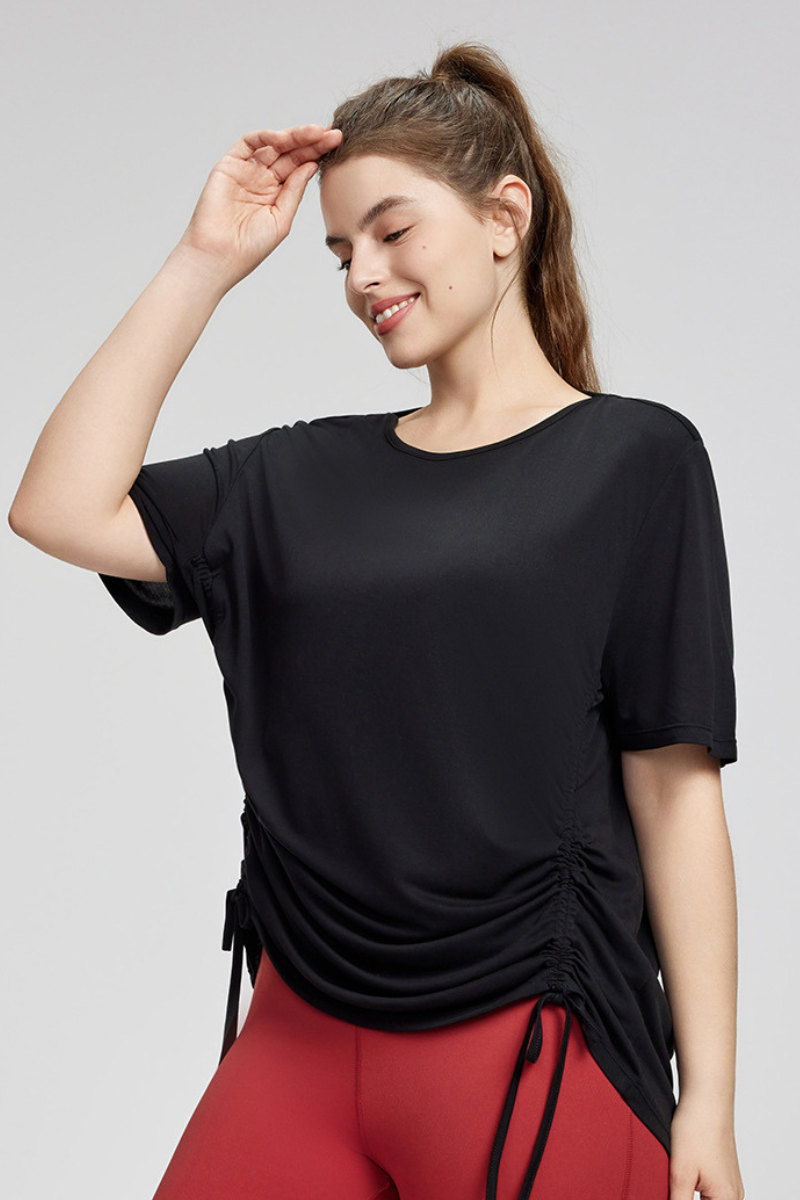 Plus Size Women's Drawstring Adjustable Sports T-shirt