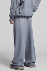 Water-washed, distressed, straight-leg casual pants