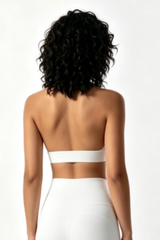 Women's Scalloped Halter V Neck Padded Workout Sports Bra