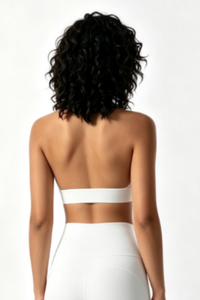 Women's Scalloped Halter V Neck Padded Workout Sports Bra