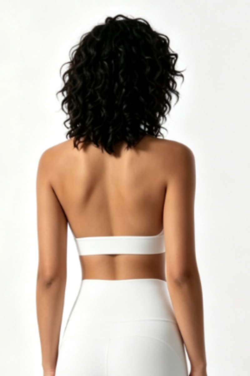 Women's Scalloped Halter V Neck Padded Workout Sports Bra