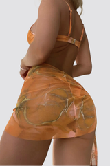 Women's Marble Underwire V Neck Adjustable Bikini Set - 3pcs