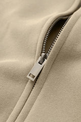 Loose-fitting hooded zip-up knitted cardigan jacket