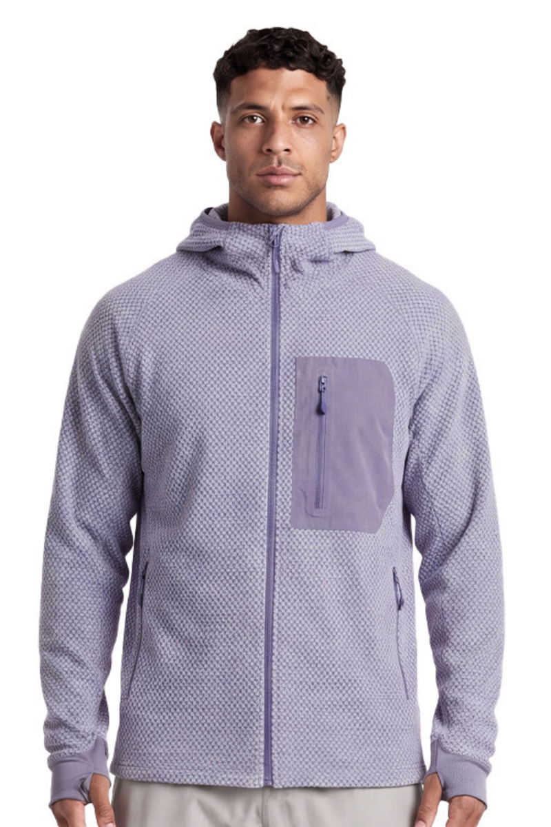 Men's Fall Thermal Fleece  Hooded Jacket with Thumbhole Cuff