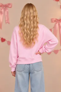Women's Fall Pink Valentines Day Mock Neck Sweatshirt