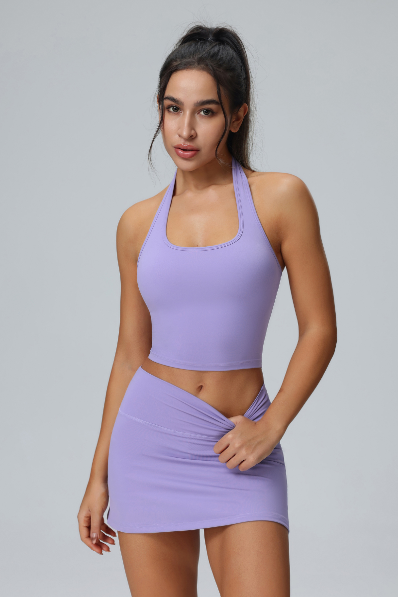 Women's Halter Vest & Tennis Skirt Two-Piece Set