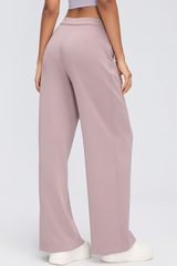 Women's Fall Center Pleat Hidden Card Pocket Wide Leg Pants