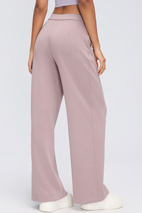 Women's Fall Center Pleat Hidden Card Pocket Wide Leg Pants